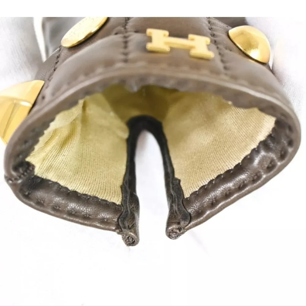 HERMES H Logo Leather Gloves!